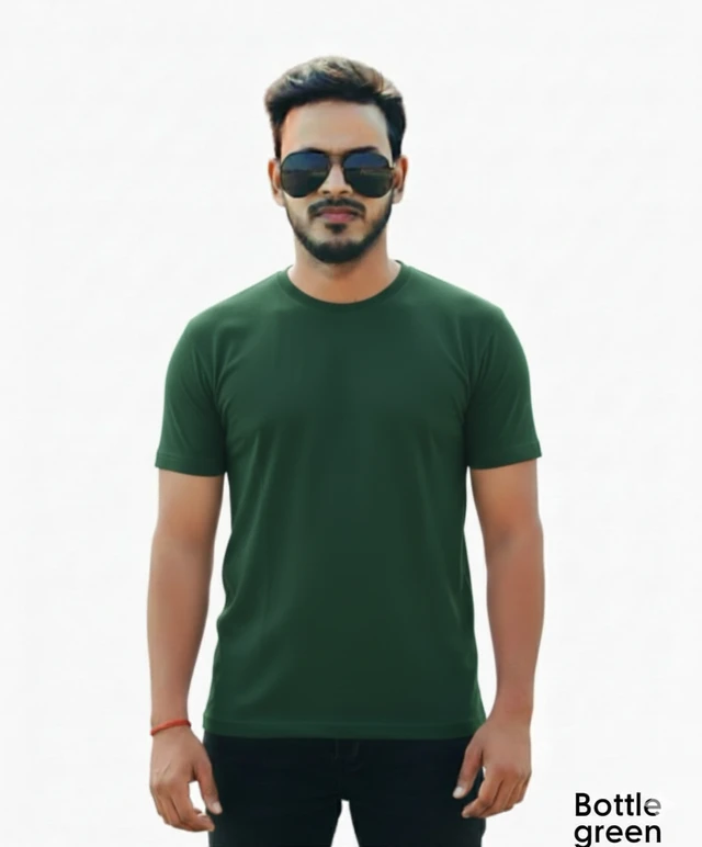 Eenfnety ™ Men Fashion Cotton Blend T-Shirt | Men Half Sleeve Casual Regular Fit T Shirt | Stylish Trendy Solid Men Mandarin Collar Hlaf Sleeves Combo T-Shirt for Men | Laple collar t-shirt - XS,S,M, Bottle Green