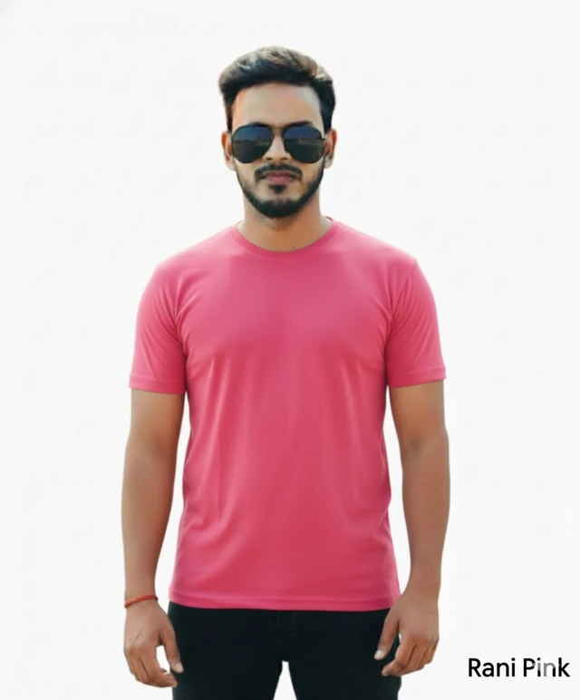 Eenfnety ™ Men Fashion Cotton Blend T-Shirt | Men Half Sleeve Casual Regular Fit T Shirt | Stylish Trendy Solid Men Mandarin Collar Hlaf Sleeves Combo T-Shirt for Men | Laple collar t-shirt - XS,S,M, Rani Pink