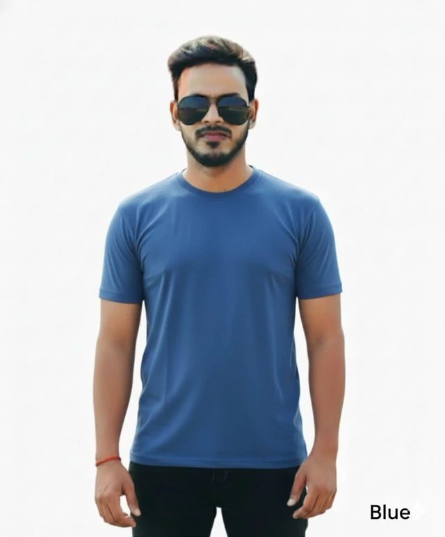 Eenfnety ™ Men Fashion Cotton Blend T-Shirt | Men Half Sleeve Casual Regular Fit T Shirt | Stylish Trendy Solid Men Mandarin Collar Hlaf Sleeves Combo T-Shirt for Men | Laple collar t-shirt - XS,S,M, Blue