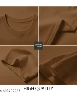 Eenfnety ™ Men Fashion Cotton Blend T-Shirt | Men Half Sleeve Casual Regular Fit T Shirt | Stylish Trendy Solid Men Mandarin Collar Hlaf Sleeves Combo T-Shirt for Men | Laple collar t-shirt - XS,S,M, Jeans Brown