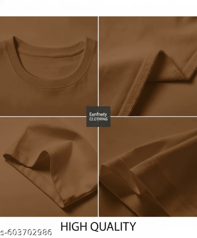 Eenfnety ™ Men Fashion Cotton Blend T-Shirt | Men Half Sleeve Casual Regular Fit T Shirt | Stylish Trendy Solid Men Mandarin Collar Hlaf Sleeves Combo T-Shirt for Men | Laple collar t-shirt - XS,S,M, Jeans Brown