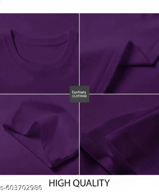Eenfnety ™ Men Fashion Cotton Blend T-Shirt | Men Half Sleeve Casual Regular Fit T Shirt | Stylish Trendy Solid Men Mandarin Collar Hlaf Sleeves Combo T-Shirt for Men | Laple collar t-shirt - XS,S,M, Violet