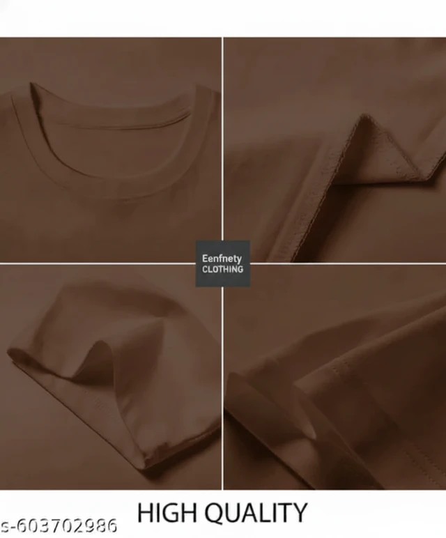 Eenfnety ™ Men Fashion Cotton Blend T-Shirt | Men Half Sleeve Casual Regular Fit T Shirt | Stylish Trendy Solid Men Mandarin Collar Hlaf Sleeves Combo T-Shirt for Men | Laple collar t-shirt - XS,S,M, Mocha Brown