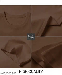 Eenfnety ™ Men Fashion Cotton Blend T-Shirt | Men Half Sleeve Casual Regular Fit T Shirt | Stylish Trendy Solid Men Mandarin Collar Hlaf Sleeves Combo T-Shirt for Men | Laple collar t-shirt - XS,S,M, Mocha Brown