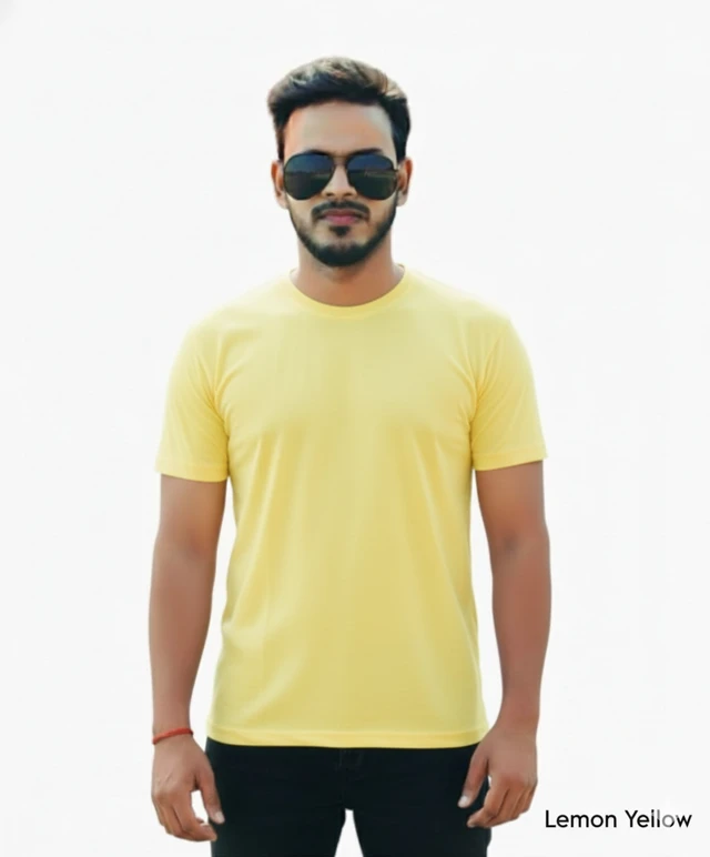 Eenfnety ™ Men Fashion Cotton Blend T-Shirt | Men Half Sleeve Casual Regular Fit T Shirt | Stylish Trendy Solid Men Mandarin Collar Hlaf Sleeves Combo T-Shirt for Men | Laple collar t-shirt - XS,S,M, Lemon Yellow