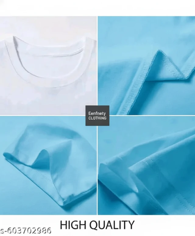 Eenfnety ™ Men Fashion Cotton Blend T-Shirt | Men Half Sleeve Casual Regular Fit T Shirt | Stylish Trendy Solid Men Mandarin Collar Hlaf Sleeves Combo T-Shirt for Men | Laple collar t-shirt - XS,S,M, Sky Blue