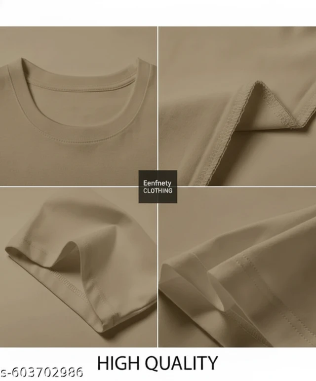 Eenfnety ™ Men Fashion Cotton Blend T-Shirt | Men Half Sleeve Casual Regular Fit T Shirt | Stylish Trendy Solid Men Mandarin Collar Hlaf Sleeves Combo T-Shirt for Men | Laple collar t-shirt - XS,S,M, Khaki