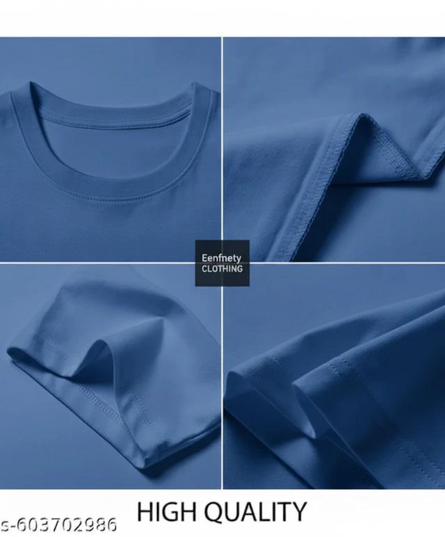Eenfnety ™ Men Fashion Cotton Blend T-Shirt | Men Half Sleeve Casual Regular Fit T Shirt | Stylish Trendy Solid Men Mandarin Collar Hlaf Sleeves Combo T-Shirt for Men | Laple collar t-shirt - XS,S,M, Jeans Blue