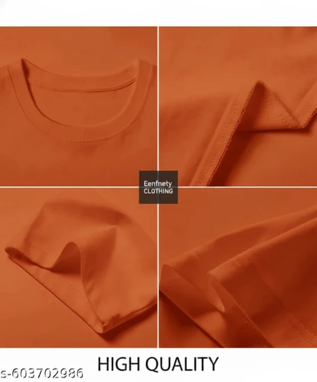 Eenfnety ™ Men Fashion Cotton Blend T-Shirt | Men Half Sleeve Casual Regular Fit T Shirt | Stylish Trendy Solid Men Mandarin Collar Hlaf Sleeves Combo T-Shirt for Men | Laple collar t-shirt - XS,S,M, Burnt Orange