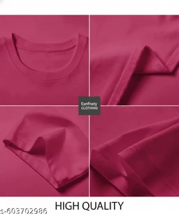 Eenfnety ™ Men Fashion Cotton Blend T-Shirt | Men Half Sleeve Casual Regular Fit T Shirt | Stylish Trendy Solid Men Mandarin Collar Hlaf Sleeves Combo T-Shirt for Men | Laple collar t-shirt - XS,S,M, Rani Pink