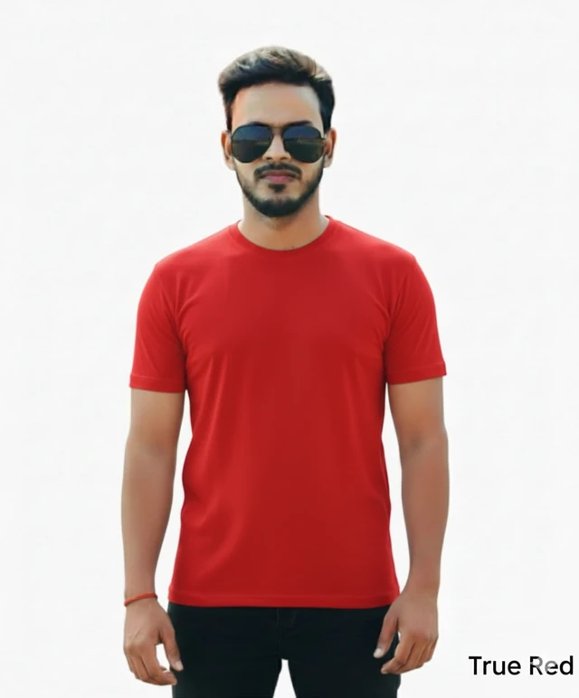 Eenfnety ™ Men Fashion Cotton Blend T-Shirt | Men Half Sleeve Casual Regular Fit T Shirt | Stylish Trendy Solid Men Mandarin Collar Hlaf Sleeves Combo T-Shirt for Men | Laple collar t-shirt - XS,S,M, True Red