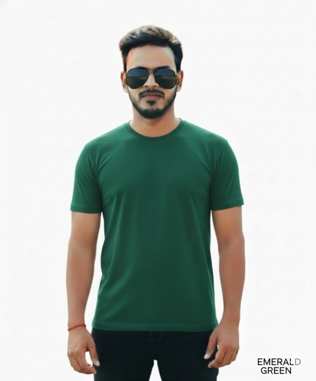Eenfnety ™ Men Fashion Cotton Blend T-Shirt | Men Half Sleeve Casual Regular Fit T Shirt | Stylish Trendy Solid Men Mandarin Collar Hlaf Sleeves Combo T-Shirt for Men | Laple collar t-shirt - XS,S,M, Emerald Green
