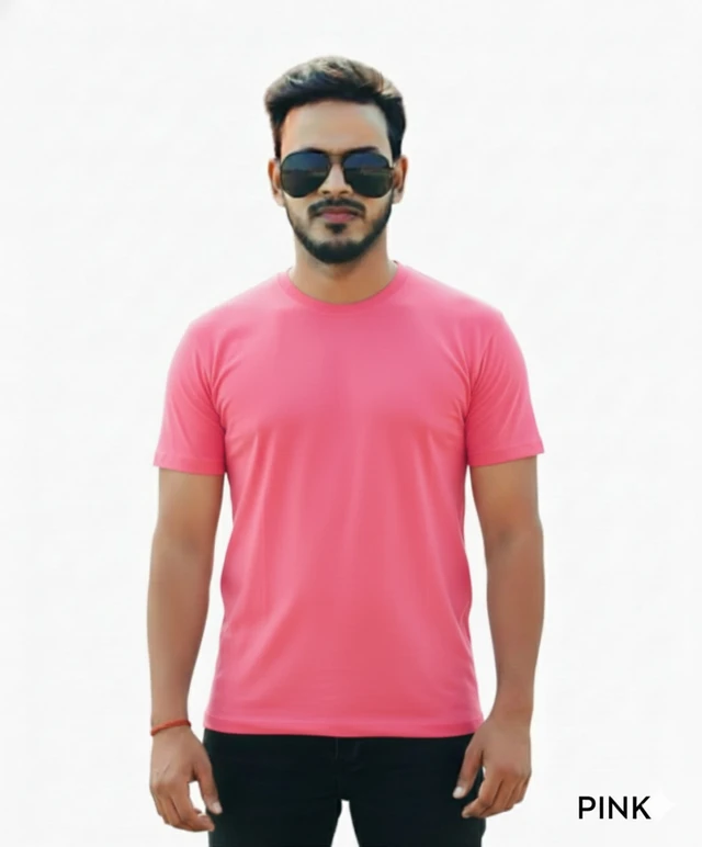 Eenfnety ™ Men Fashion Cotton Blend T-Shirt | Men Half Sleeve Casual Regular Fit T Shirt | Stylish Trendy Solid Men Mandarin Collar Hlaf Sleeves Combo T-Shirt for Men | Laple collar t-shirt - XS,S,M, Pink