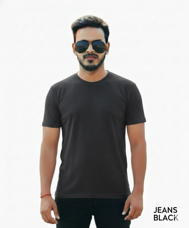 Eenfnety ™ Men Fashion Cotton Blend T-Shirt | Men Half Sleeve Casual Regular Fit T Shirt | Stylish Trendy Solid Men Mandarin Collar Hlaf Sleeves Combo T-Shirt for Men | Laple collar t-shirt - XS,S,M, Jeans Black