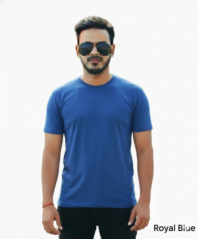 Eenfnety ™ Men Fashion Cotton Blend T-Shirt | Men Half Sleeve Casual Regular Fit T Shirt | Stylish Trendy Solid Men Mandarin Collar Hlaf Sleeves Combo T-Shirt for Men | Laple collar t-shirt - XS,S,M, Royal Blue