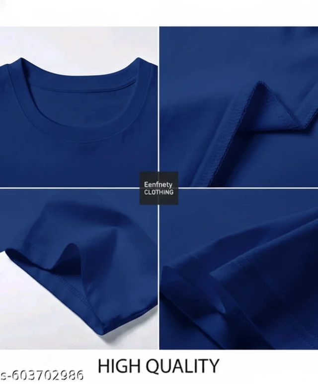 Eenfnety ™ Men Fashion Cotton Blend T-Shirt | Men Half Sleeve Casual Regular Fit T Shirt | Stylish Trendy Solid Men Mandarin Collar Hlaf Sleeves Combo T-Shirt for Men | Laple collar t-shirt - XS,S,M, Royal Blue