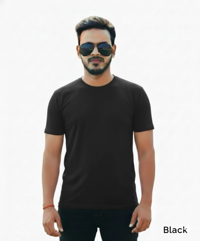 Eenfnety ™ Men Fashion Cotton Blend T-Shirt | Men Half Sleeve Casual Regular Fit T Shirt | Stylish Trendy Solid Men Mandarin Collar Hlaf Sleeves Combo T-Shirt for Men | Laple collar t-shirt - XS,S,M, Black