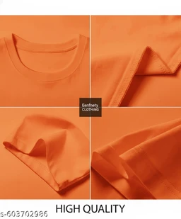 Eenfnety ™ Men Fashion Cotton Blend T-Shirt | Men Half Sleeve Casual Regular Fit T Shirt | Stylish Trendy Solid Men Mandarin Collar Hlaf Sleeves Combo T-Shirt for Men | Laple collar t-shirt - XS,S,M, Orange