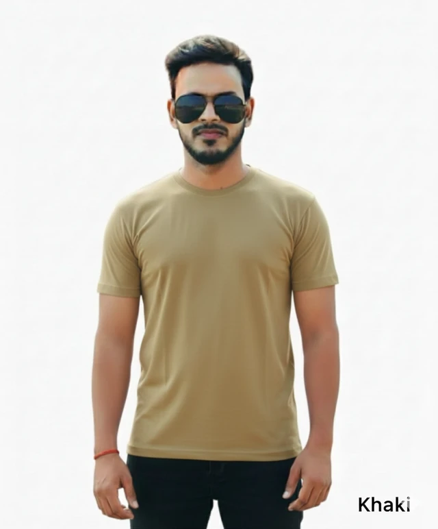 Eenfnety ™ Men Fashion Cotton Blend T-Shirt | Men Half Sleeve Casual Regular Fit T Shirt | Stylish Trendy Solid Men Mandarin Collar Hlaf Sleeves Combo T-Shirt for Men | Laple collar t-shirt - XS,S,M, Khaki