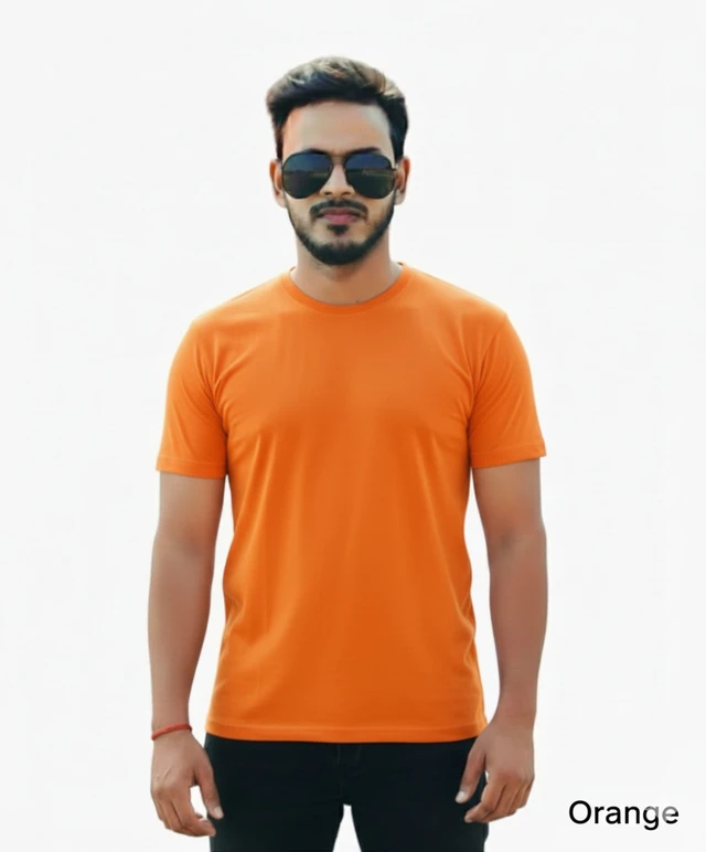 Eenfnety ™ Men Fashion Cotton Blend T-Shirt | Men Half Sleeve Casual Regular Fit T Shirt | Stylish Trendy Solid Men Mandarin Collar Hlaf Sleeves Combo T-Shirt for Men | Laple collar t-shirt - XS,S,M, Orange