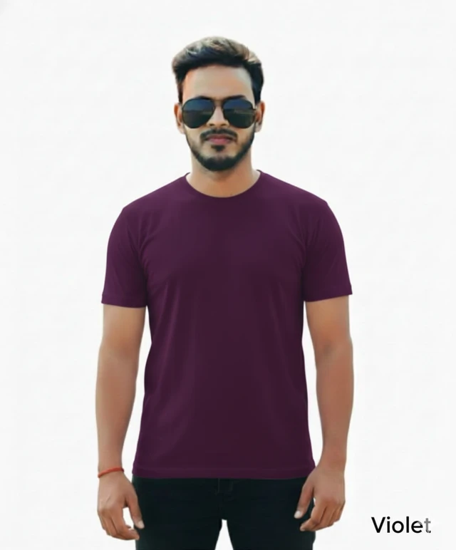 Eenfnety ™ Men Fashion Cotton Blend T-Shirt | Men Half Sleeve Casual Regular Fit T Shirt | Stylish Trendy Solid Men Mandarin Collar Hlaf Sleeves Combo T-Shirt for Men | Laple collar t-shirt - XS,S,M, Violet