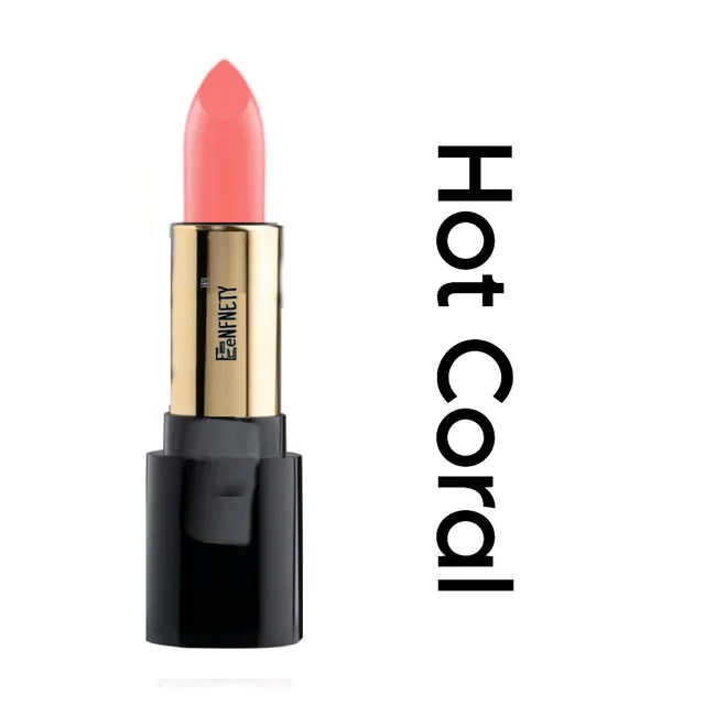 Eenfnety ™ Lipstick PCENFLS001 Black Lipstick With Glossy Payoff - Long Lasting Nourishment, Enriched With Vitamin E & Jojoba Oil - Vegan & Paraben Free - Hot Coral