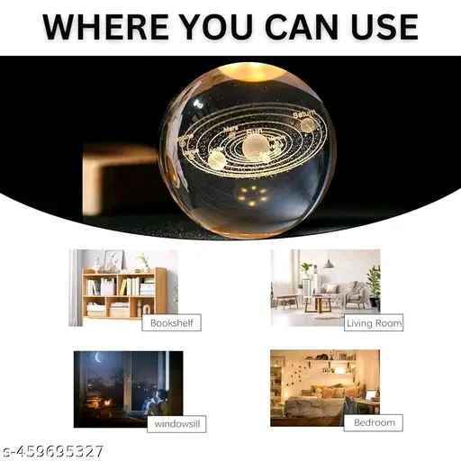 3D Galaxy PCENFAP010 Crystal Ball Night Lamp,Creative Engraved Crystal Ball Night Light, USB Table LED Wooden Crystal Ball for Home Decoration Birthday Gift for Teens, Boys, Girls (Galaxy)(Warm White)Name: 3D Galaxy Crystal Ball Night Lamp,Creative Engraved Crystal Ball Night Light, USB Table LED Wooden Crystal Ball for Home Decoration Birthday Gift for Teens - Galaxy