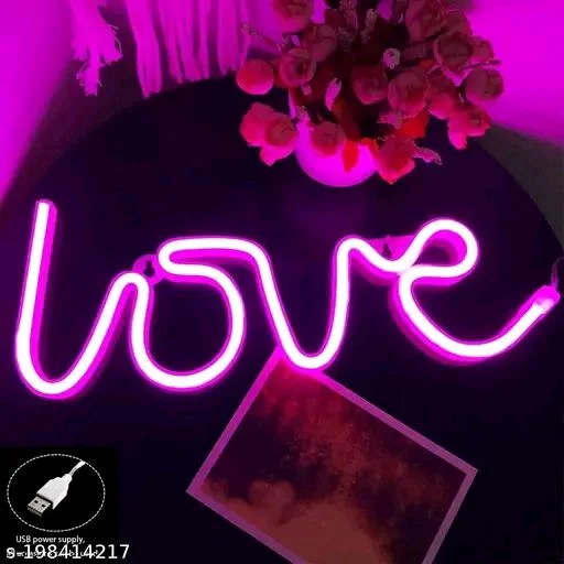 BM Love PCENFAP022 Neon Led Light Sign for Love Room Decoration Accessory, Table Decoration, Gifts, Night Light with (USB+Battery)(WARM WHITE) || Love light lamp || Love Neon Lights || Love Lighting gift ||Love Lights || Love Neon Light