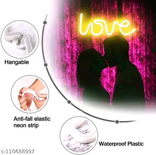 BM Love PCENFAP022 Neon Led Light Sign for Love Room Decoration Accessory, Table Decoration, Gifts, Night Light with (USB+Battery)(WARM WHITE) || Love light lamp || Love Neon Lights || Love Lighting gift ||Love Lights || Love Neon Light