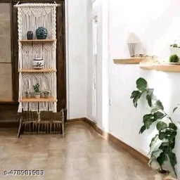 Nobel PCENFAP023 Handicraft Handmade Macrame 3-Tier Wall Hanging Shelf – Boho Chic Design with Wooden Shelves for Plants, Books, and Decor
