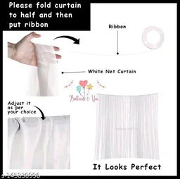 White PCENFAP028 Net Curtain With Led Light Happy Birthday Decoration Kit Combo (29pcs) With White Net Cloth (1pc) Led Light (1pc) Happy Birthday banner (1 set) Metallic Balloons & Ribbon for Boy - Design 4