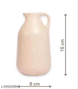 PREM RATAN PCENFAP029 AND ASSOCIATES Ceramic Showpiece Jug Shape Flower Vase Pot for Home , Office , Kitchen , Dining Table and Study Table Decoration | Used with Artificial flower or Real Flowers | Pack of 1 | Off-white | 7 Inch Height