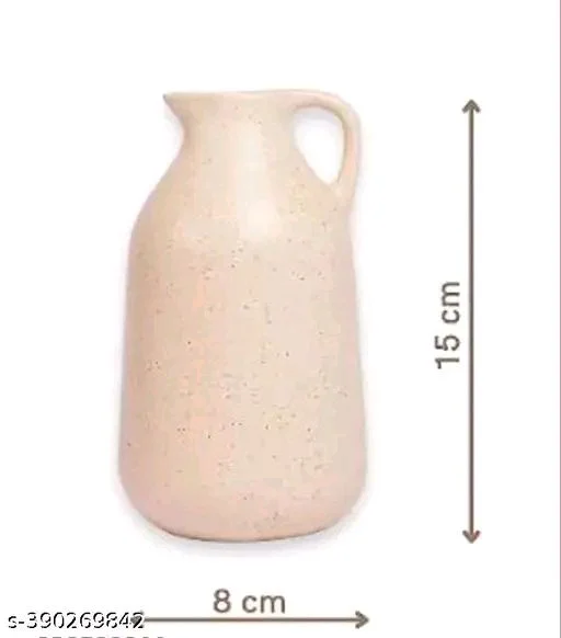 PREM RATAN PCENFAP029 AND ASSOCIATES Ceramic Showpiece Jug Shape Flower Vase Pot for Home , Office , Kitchen , Dining Table and Study Table Decoration | Used with Artificial flower or Real Flowers | Pack of 1 | Off-white | 7 Inch Height