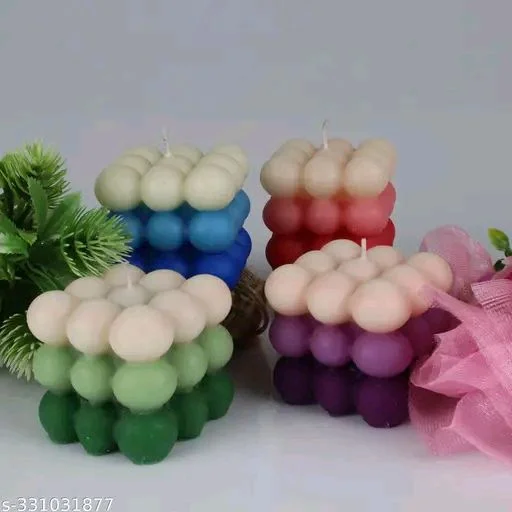 Pure PCENFAP030 Soy Wax Candles| Smokeless Candles| Scented Candles| 3X3 Bubble Candle|White & Pink Color| Set Of 2
- Multicolour