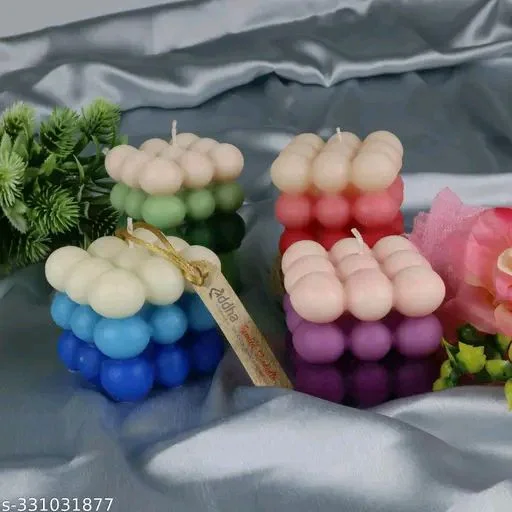 Pure PCENFAP030 Soy Wax Candles| Smokeless Candles| Scented Candles| 3X3 Bubble Candle|White & Pink Color| Set Of 2
- Multicolour