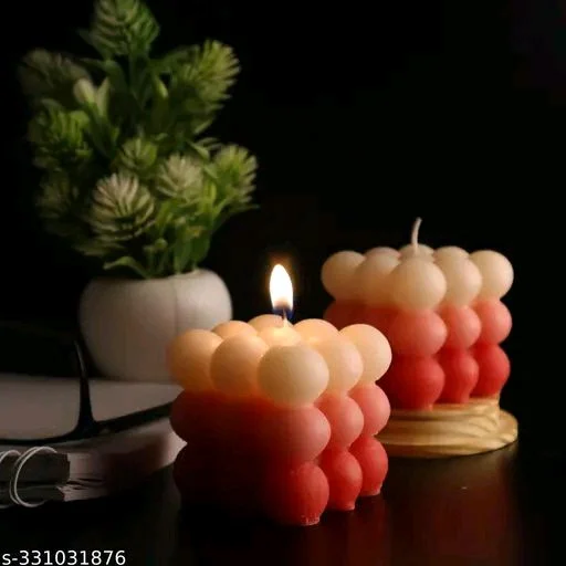 Pure PCENFAP030 Soy Wax Candles| Smokeless Candles| Scented Candles| 3X3 Bubble Candle|White & Pink Color| Set Of 2
- Red