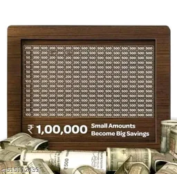 Wooden PCENFAP039 Moneyy Saving Boxx | Cash Saver Mxoney Boxx with Counting Target | ₹1,00,000 Savings Challenge Piggy Bank | Coin & Cash Bank for Boys, Girls and Adult | Durable & Eco-Friendly