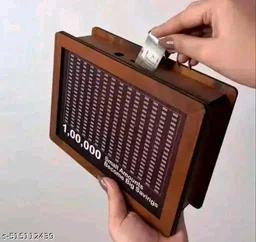 Wooden PCENFAP039 Moneyy Saving Boxx | Cash Saver Mxoney Boxx with Counting Target | ₹1,00,000 Savings Challenge Piggy Bank | Coin & Cash Bank for Boys, Girls and Adult | Durable & Eco-Friendly