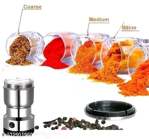 Spice Grinder PCENFAP043 Portable -Electric Grain Mill Grinder Stainless Steel Dry Grain Spices Cereals Seasonings Coffee Bean Grinder Machine (Pack