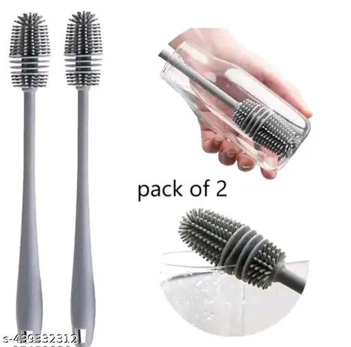 Brush/ PCENFAP047 cleaning brush/ silicon brush/ bottle cleaner/ bottle brush/silicon brush/ glass cleaning brush/ utensils cleaner/ flexible brush/ anti germ cleaning brush pack of 2