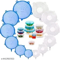 Silicone PCENF5432 Any Colour 6 Lids Stretchable Cover for Bowls, Bottles, Food, Glass Cups Use in Microwave Small | Large|Medium Size Set of 6