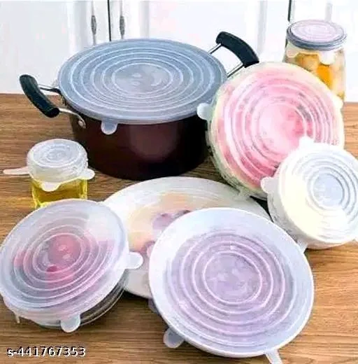 Silicone PCENF5432 Any Colour 6 Lids Stretchable Cover for Bowls, Bottles, Food, Glass Cups Use in Microwave Small | Large|Medium Size Set of 6