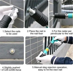 NEELPHARM PCENF5332 Multipurpose Manual Steel Nail Gun With 12 Nails, Nail Wall Fastening Tool For Cement Wall, Portable Mini Nail Shooting Machine Home DIY Woodworking (Pack Of 1) (Nail Gun)