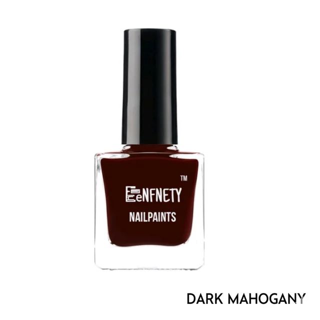 Eenfnety ™ Nailpaints PCENFNP001 for Women | Long Lasting Nail Polish for Women Girls, Gel Nailpaint Combo, Glossy Finish Nailpolish Combo, Vegan, Non-Toxic, Chip Resistant, 10ml - Dark Mahogany