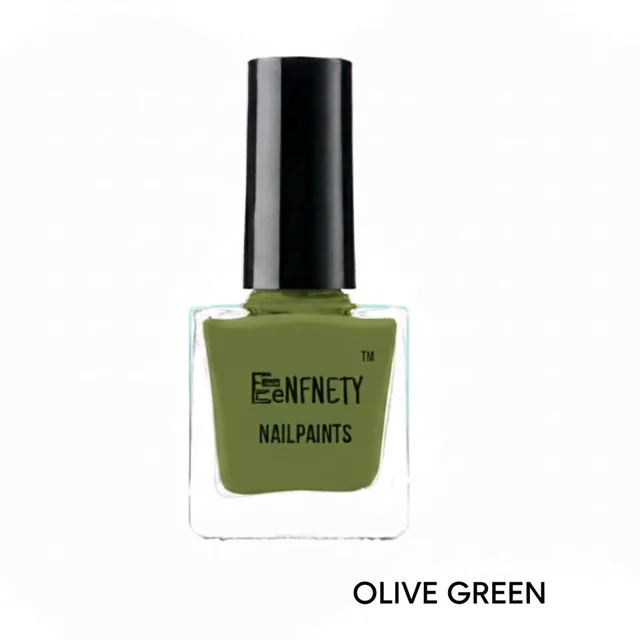 Eenfnety ™ Nailpaints PCENFNP001 for Women | Long Lasting Nail Polish for Women Girls, Gel Nailpaint Combo, Glossy Finish Nailpolish Combo, Vegan, Non-Toxic, Chip Resistant, 10ml - Olive Green