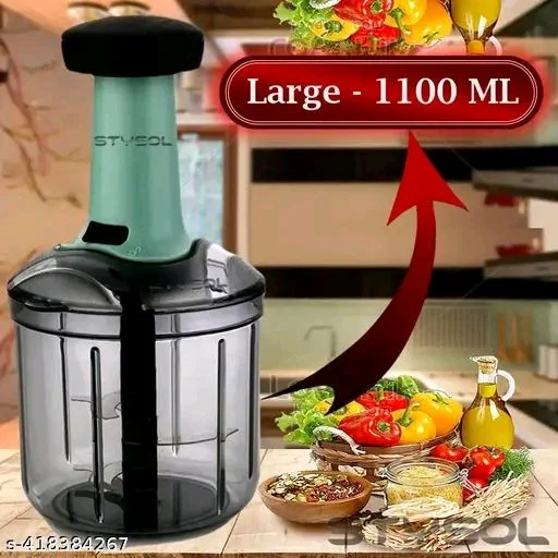 1100 ML PCENFAP051 Extra Large Quick & Powerful Hand Held Food Push Chopper to Chop & Cut Fruits, Vegetables, Herbs, Onions for Salsa, Salad, Pesto,