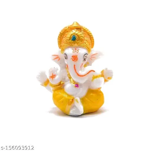 Eenfnety ™ ENFPC85002 Polyresin Meditating Lord Ganesha Idols for Home Decor, car Dashboard, and Office Decor, Showpiece for Living Room 2.3 x 2.3 Inch/3 - Yellow