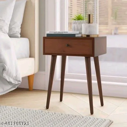 Aaliya PCENFAP071 Mart Wooden Bedside Table, Nighstand with Solid Wood Legs for Bedroom, Classic Lamp Stand or Sofa Side Table with 1 Storage Drawer for Living Room and Offices