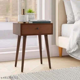 Aaliya PCENFAP071 Mart Wooden Bedside Table, Nighstand with Solid Wood Legs for Bedroom, Classic Lamp Stand or Sofa Side Table with 1 Storage Drawer for Living Room and Offices