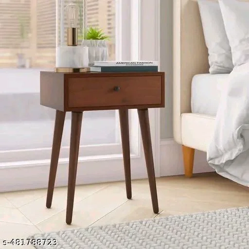 Aaliya PCENFAP071 Mart Wooden Bedside Table, Nighstand with Solid Wood Legs for Bedroom, Classic Lamp Stand or Sofa Side Table with 1 Storage Drawer for Living Room and Offices